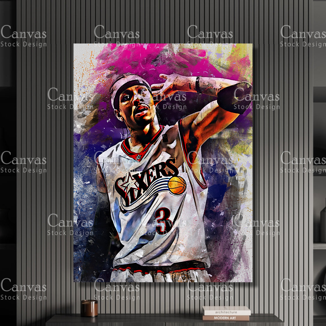 Allen Iverson Canvas Frame, Kids Wall Decor, Basketball Fan, Man Cave Gift for Him - Her, Sports Canvas Wall Art