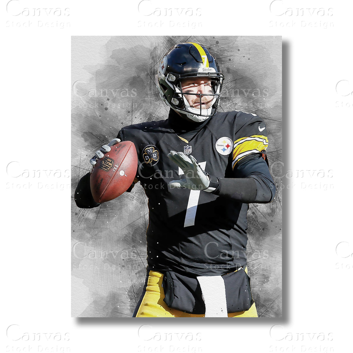 Ben Roethlisberger Gridiron Quarterback Canvas Wall Art