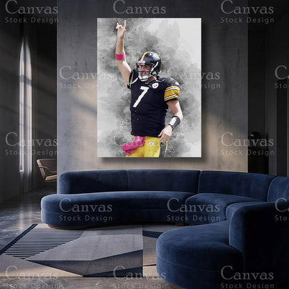 Ben Roethlisberger premium football canvas artwork