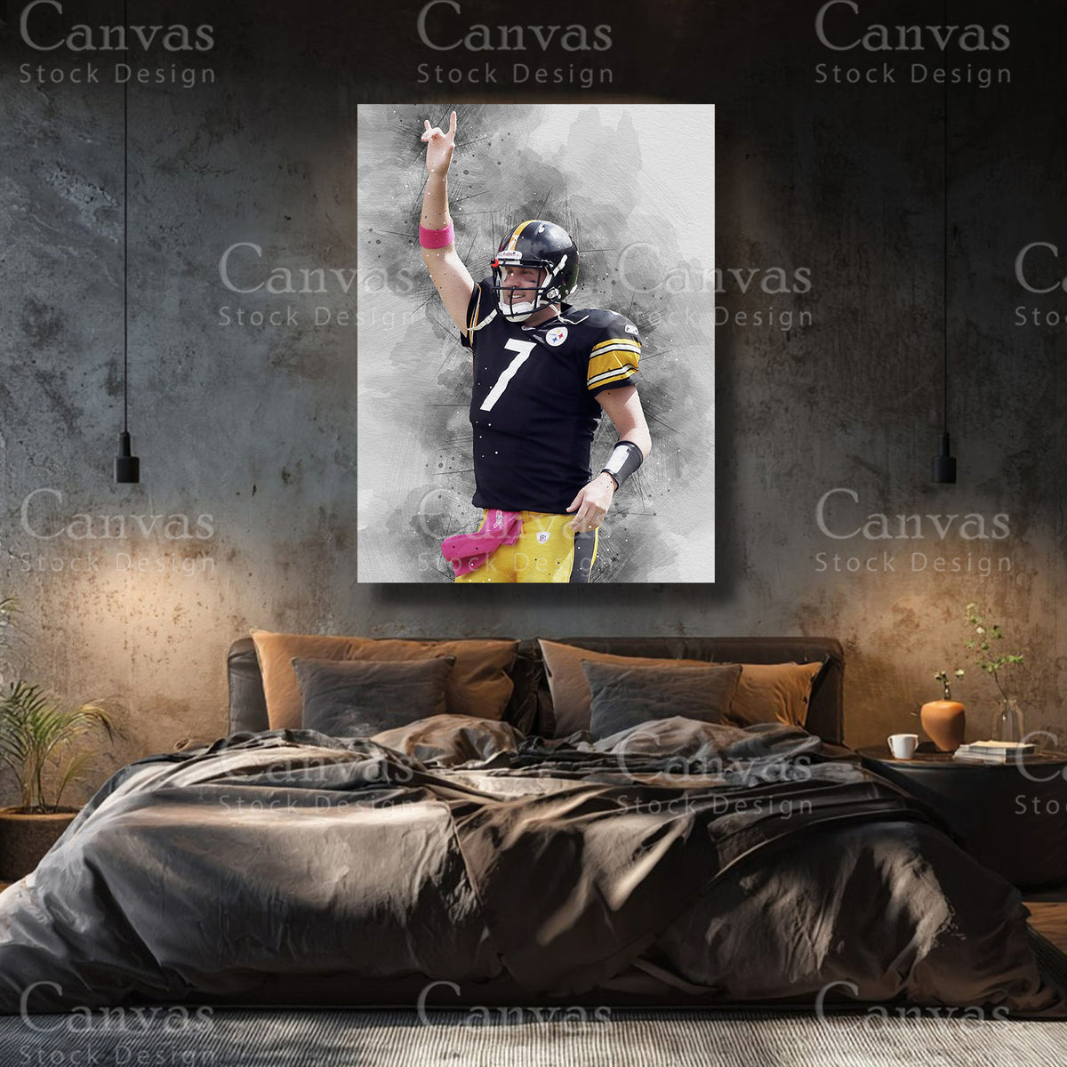 Ben Roethlisberger premium NFL canvas with black floating frame