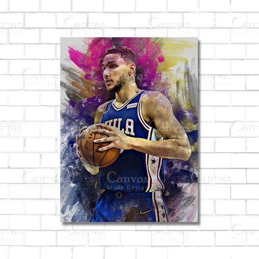 Ben Simmons Canvas Wall Art – Basketball Poster Print for Sports Decor
