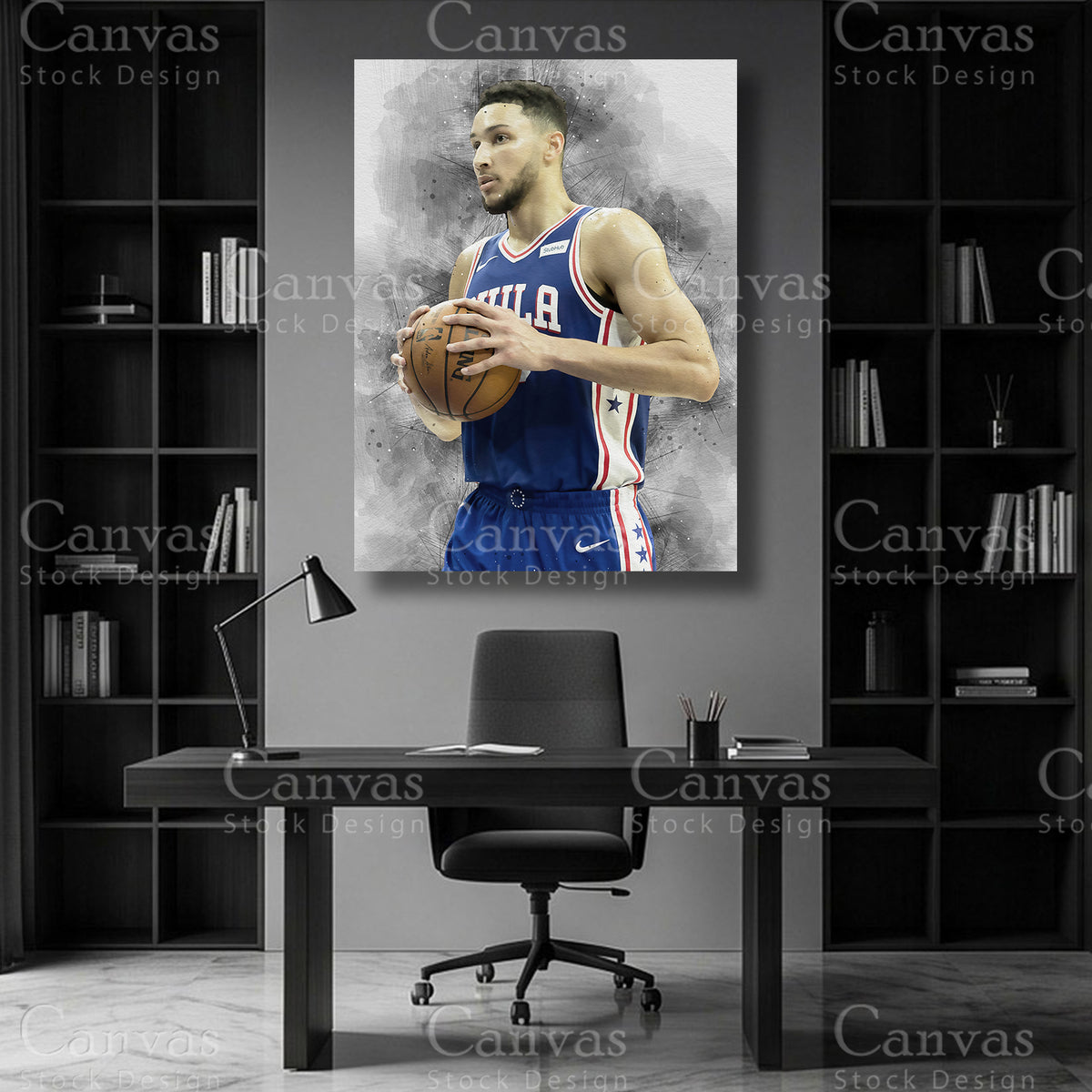 Ben Simmons basketball wall art on premium canvas
