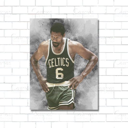 Bill Russell canvas wall art NBA legend basketball poster