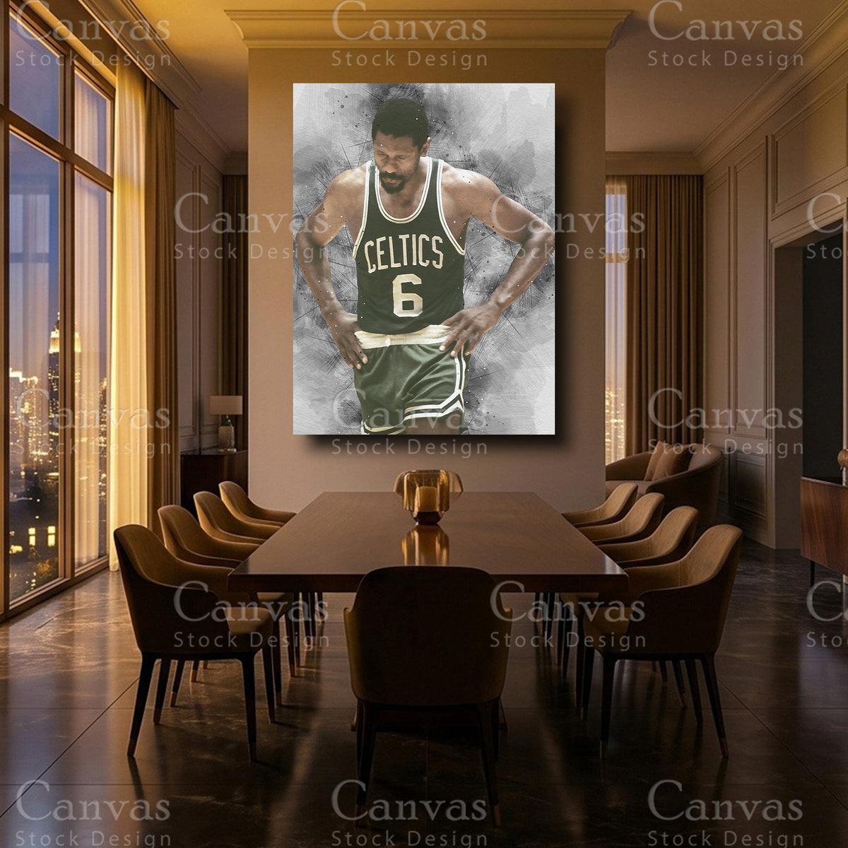 Bill Russell luxury NBA wall decor