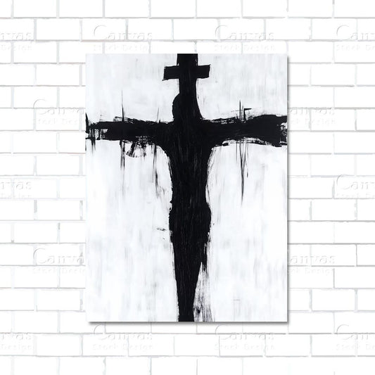 Black and white crucifixion – minimalist Christian canvas wall art showing Jesus on the cross