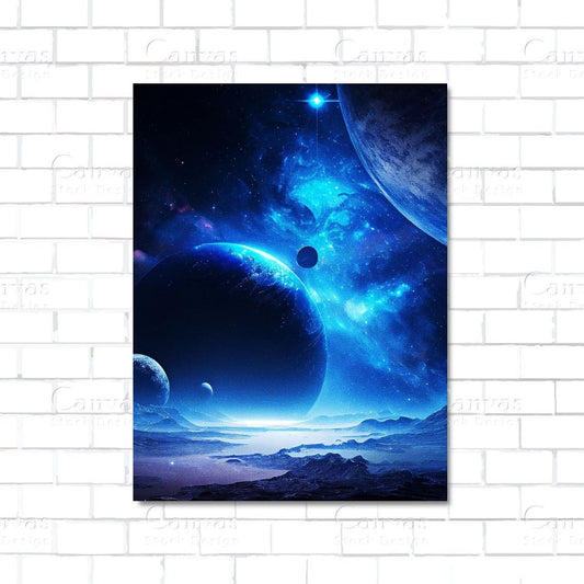 Blue Galaxy canvas wall art – cosmic universe print with stars and nebula