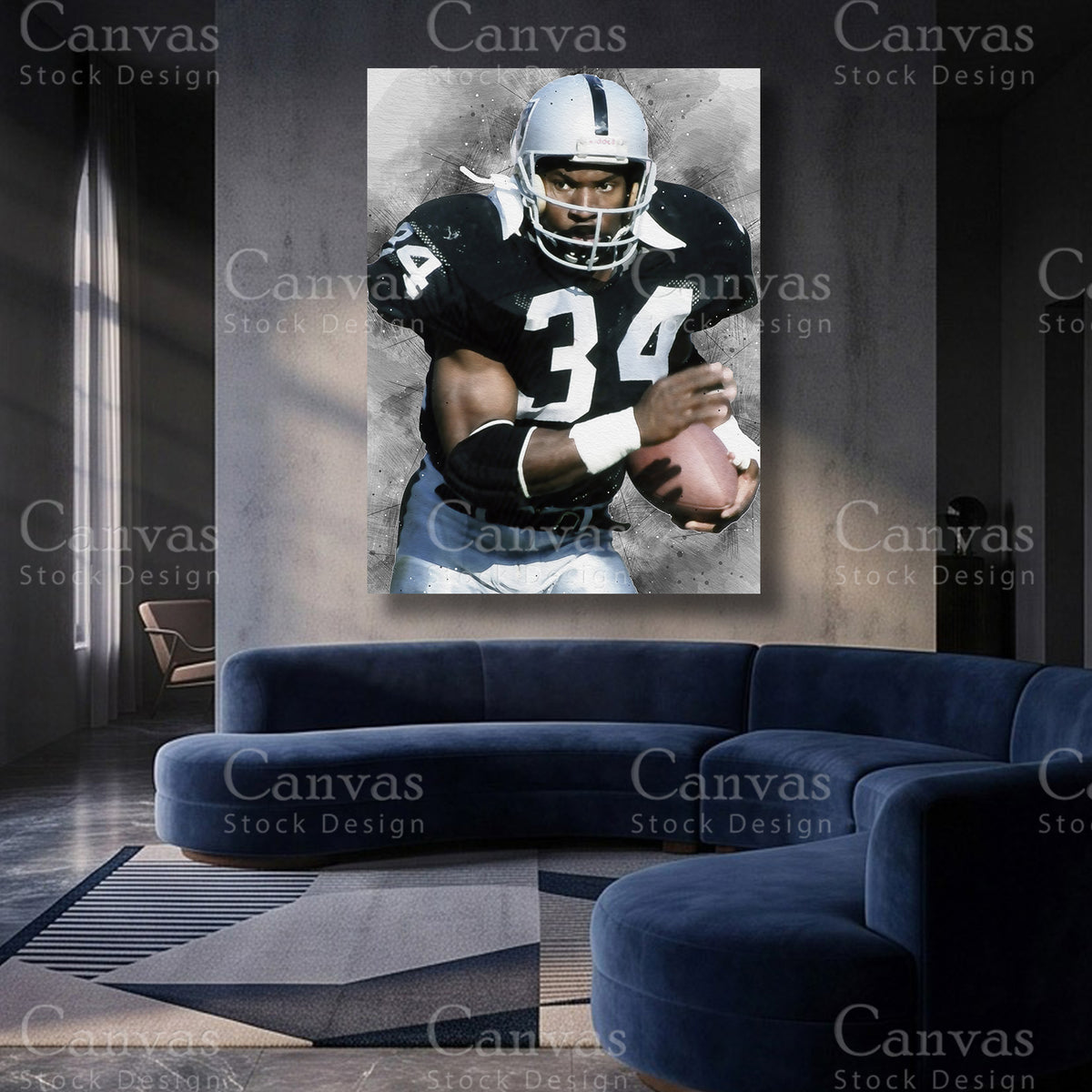 Bo Jackson football and baseball canvas artwork