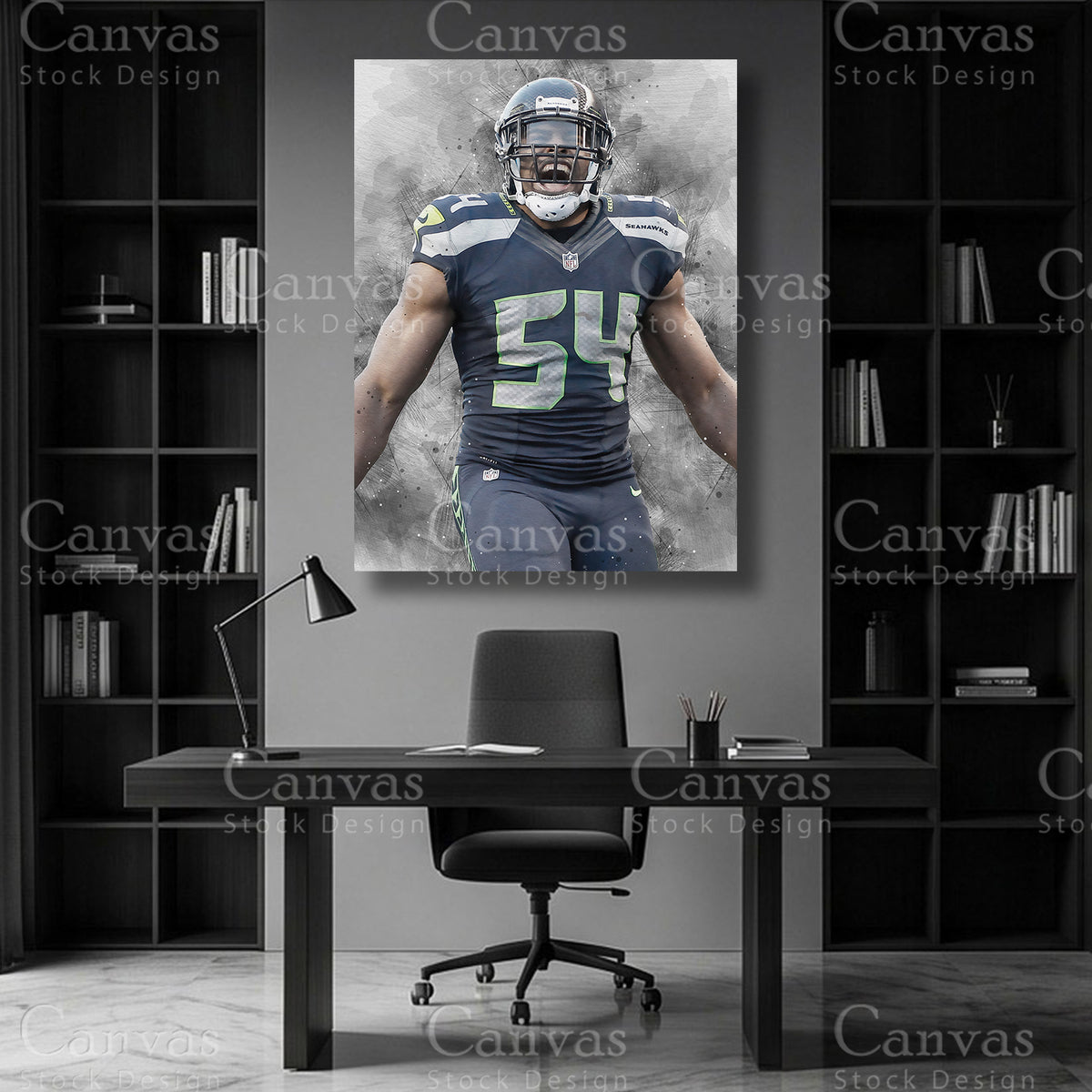 Bobby Wagner linebacker wall art on premium canvas