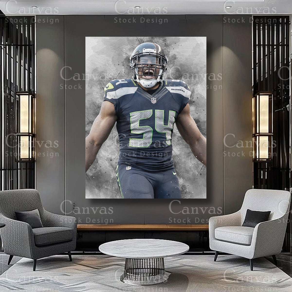 Bobby Wagner football athlete canvas artwork