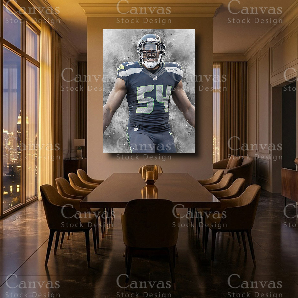 Bobby Wagner luxury NFL canvas wall art