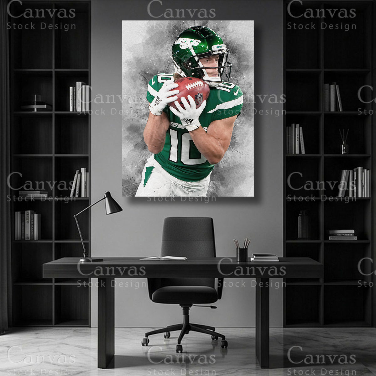Braxton Berrios wide receiver wall art on premium canvas