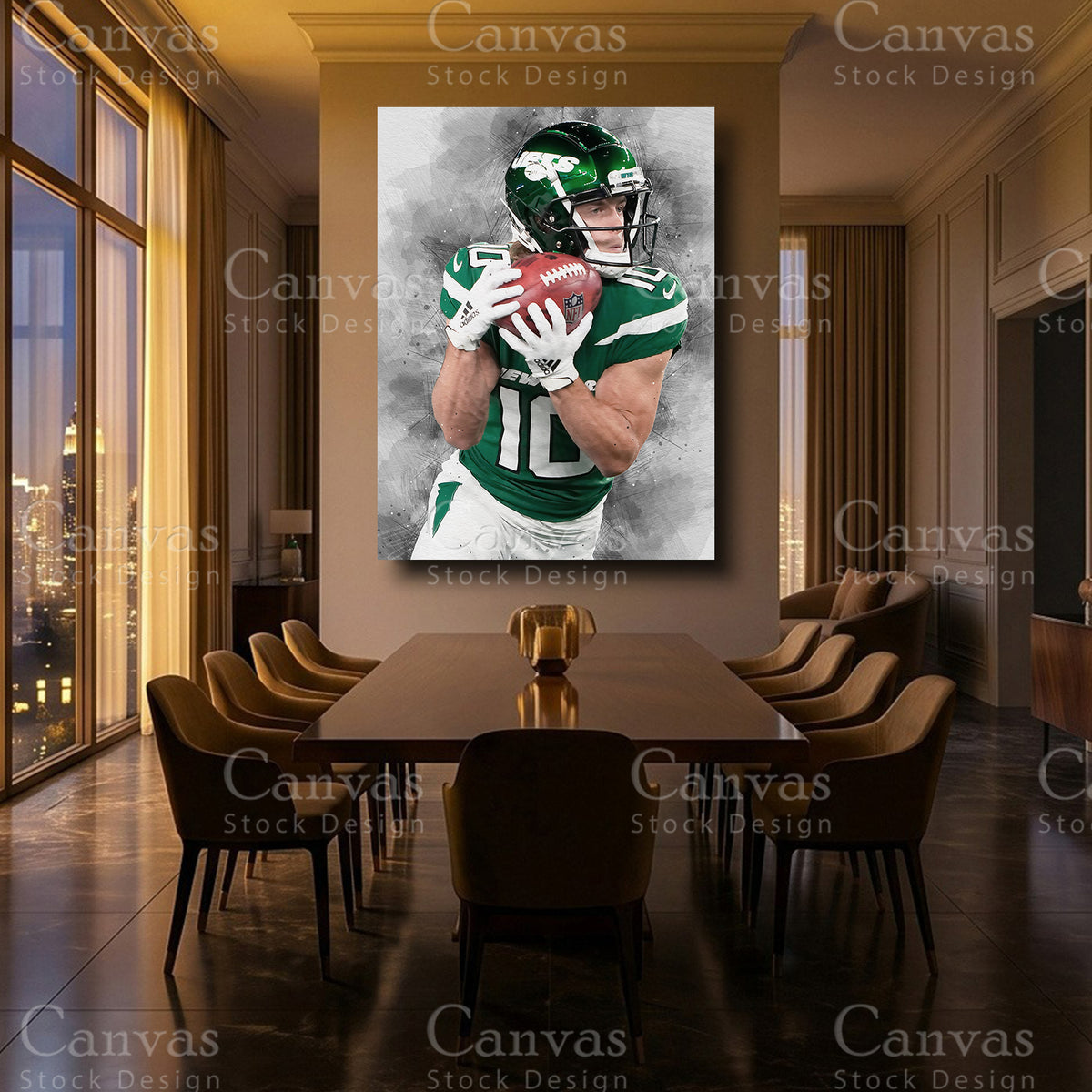 Braxton Berrios luxury NFL canvas wall art