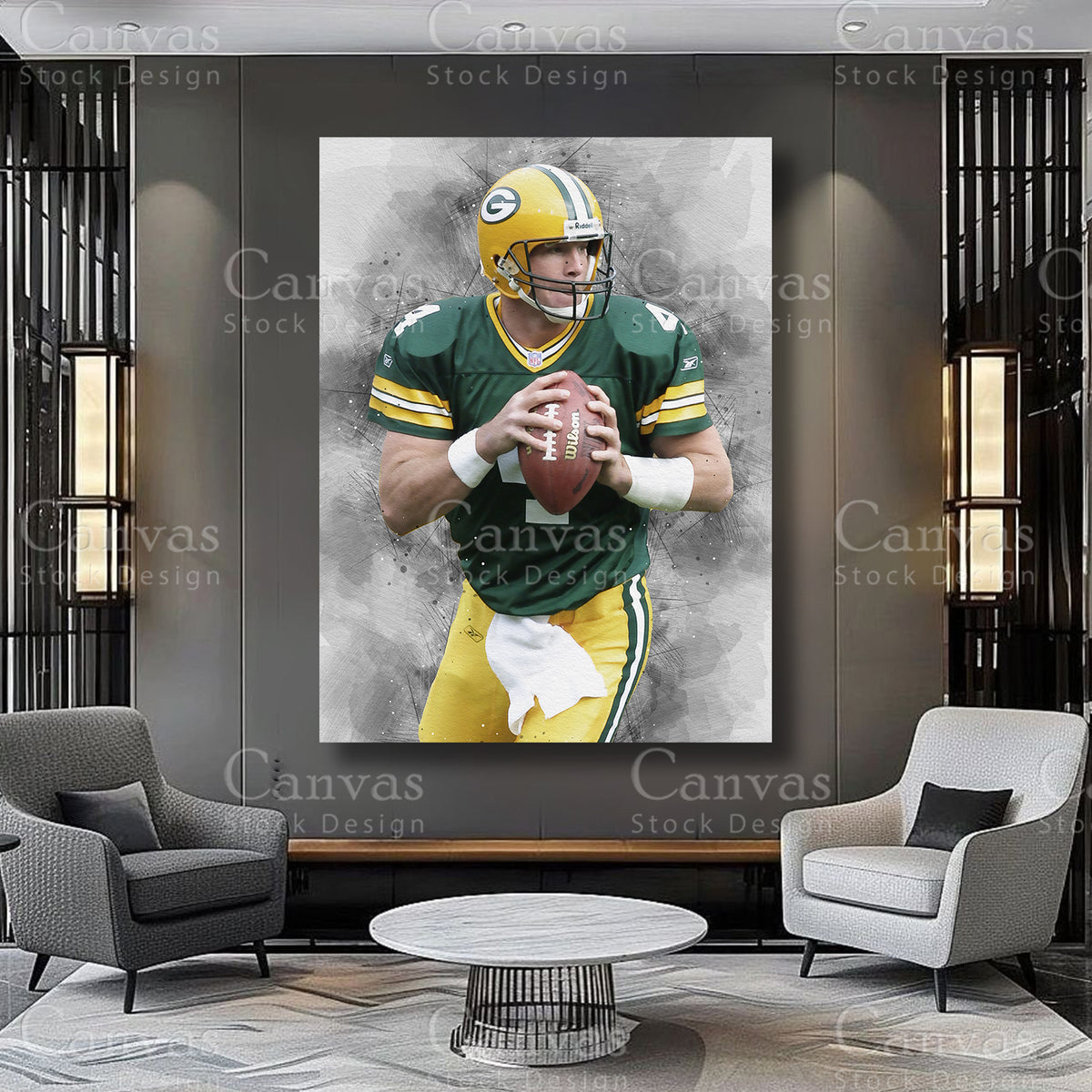 Brett Favre athlete canvas artwork on premium canvas