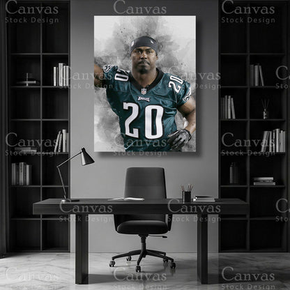Brian Dawkins safety football wall art on premium canvas