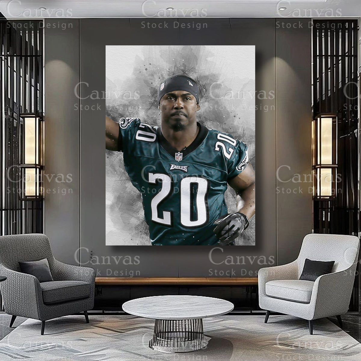 Brian Dawkins defensive athlete canvas artwork
