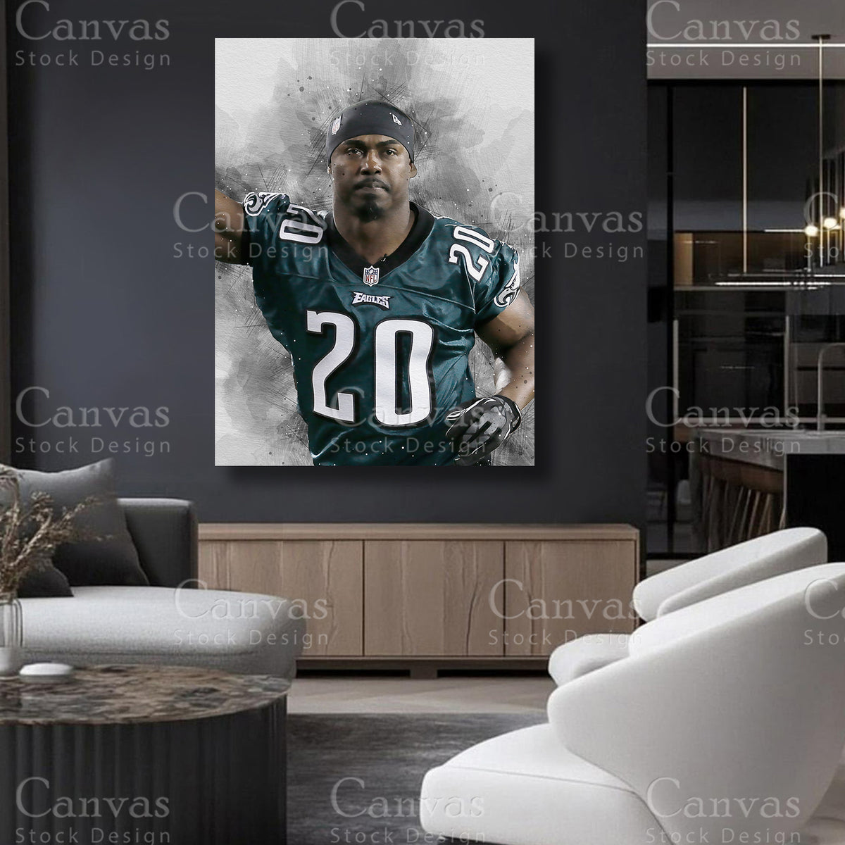 Brian Dawkins defensive sports artwork