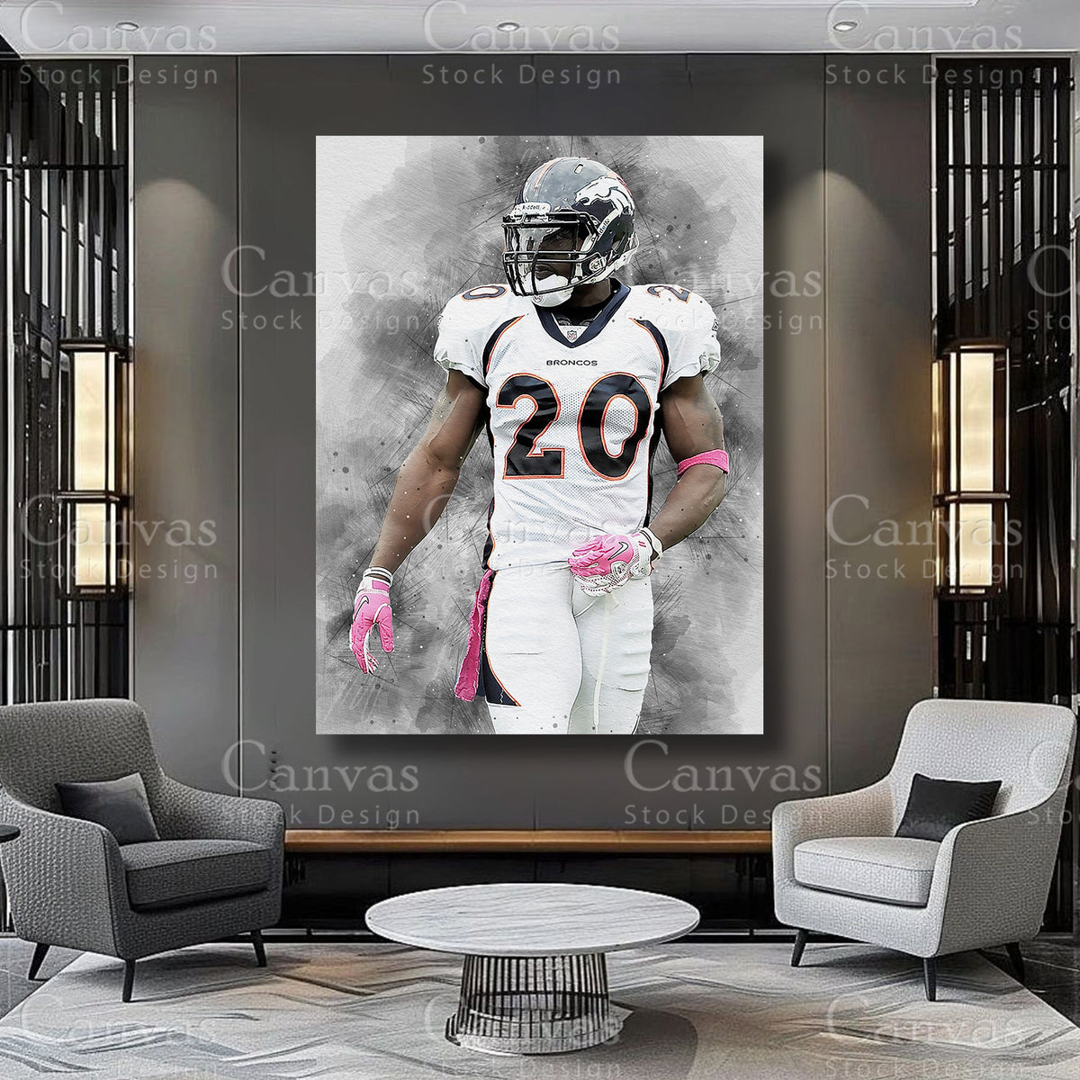 Brian Dawkins defensive athlete artwork on premium canvas