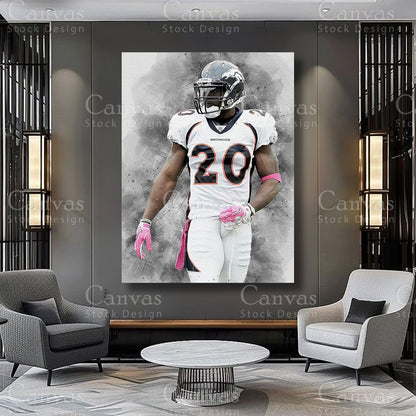 Brian Dawkins defensive athlete artwork on premium canvas