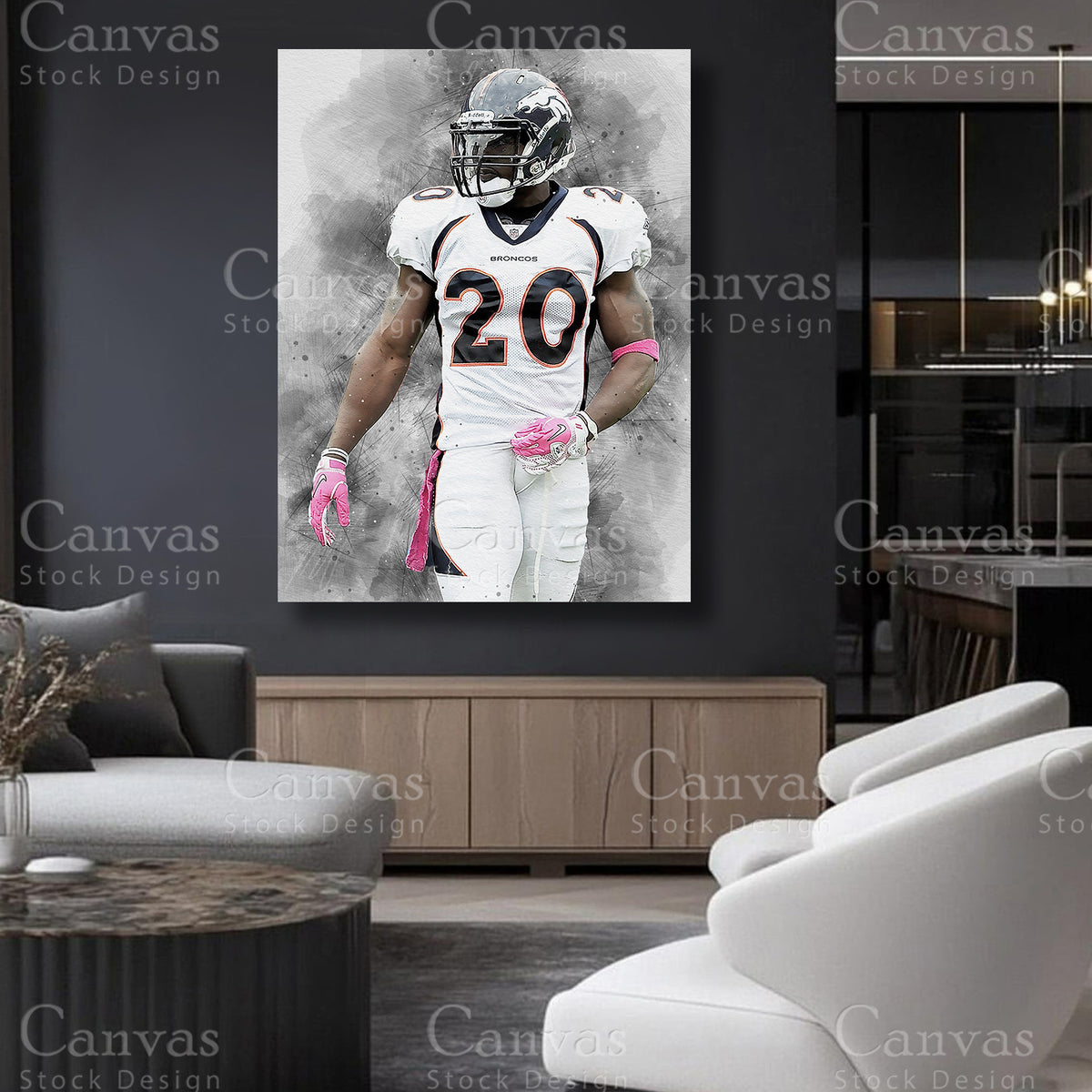 Brian Dawkins statement defensive sports canvas