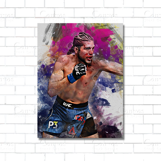 Brian Ortega UFC featherweight fighter canvas wall art – MMA poster print for home gym, man cave, and sports room