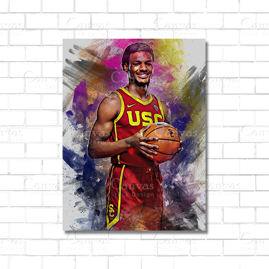 Bronny James basketball canvas wall art poster print