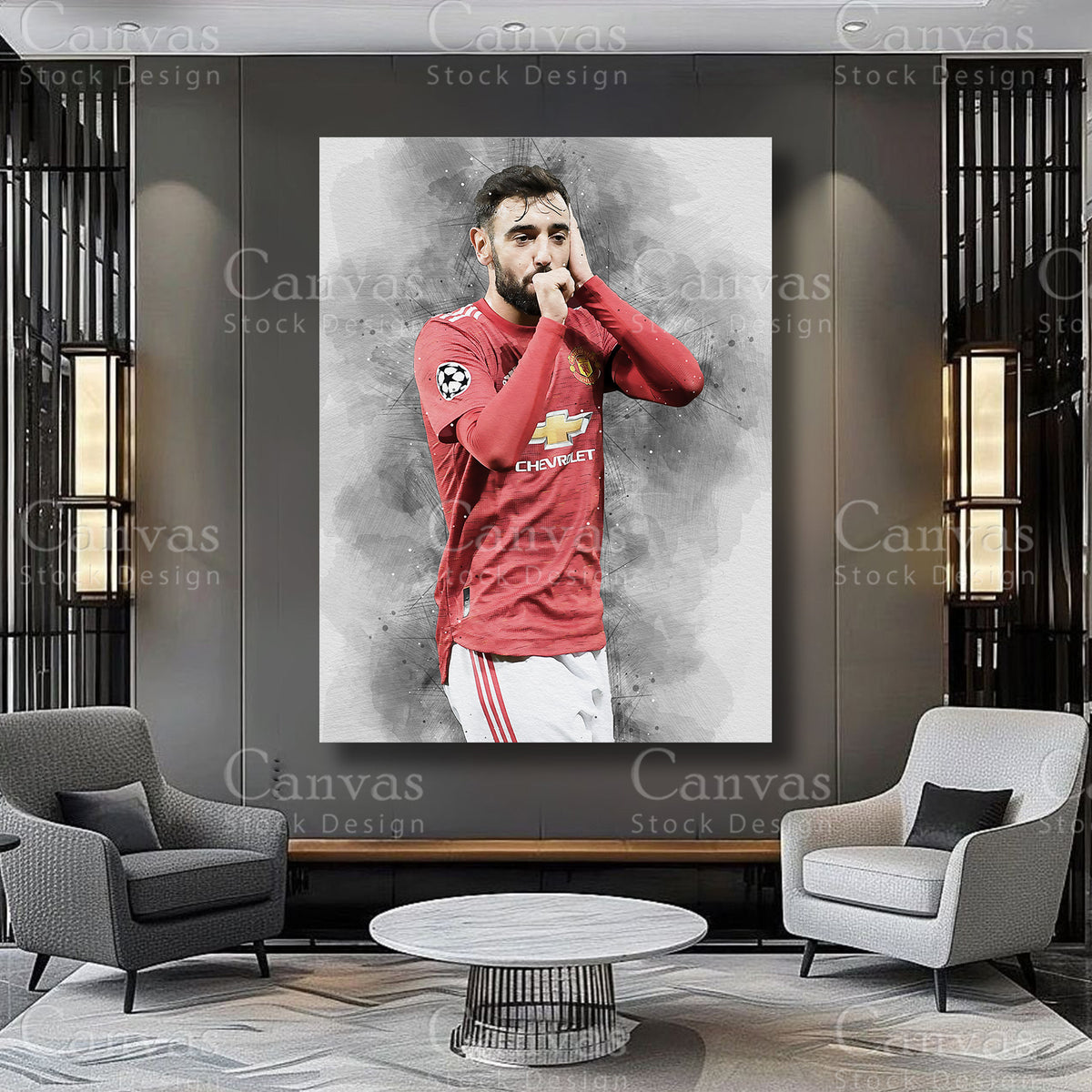 Bruno Fernandes Athlete Wall Art on Premium Canvas