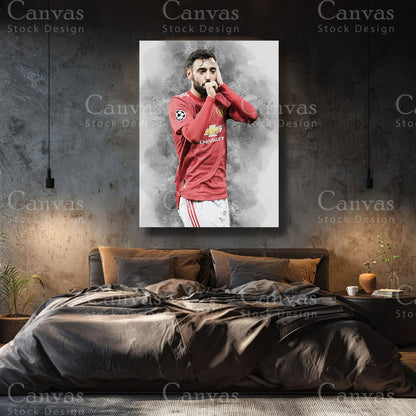 Bruno Fernandes Premium Football Canvas Wall Art