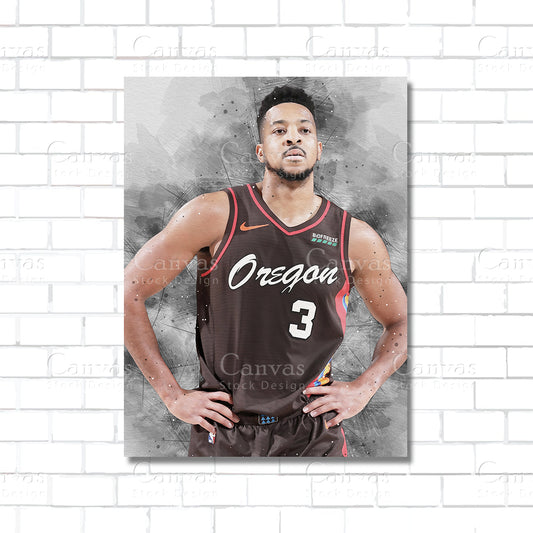 CJ McCollum basketball canvas wall art – NBA poster print for home decor, made in USA
