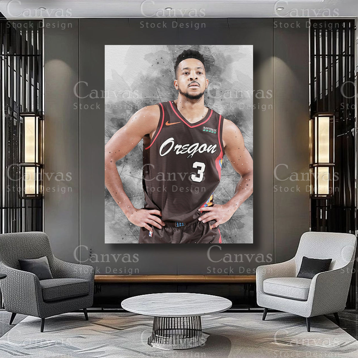 CJ McCollum premium sports wall art