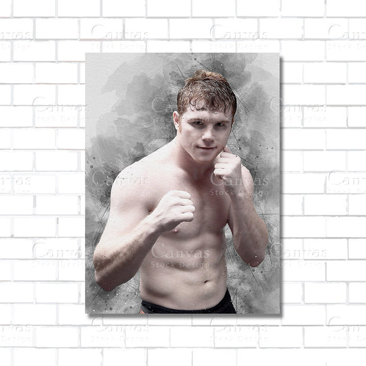 Canelo Álvarez boxing champion canvas wall art – sports poster print for home gym, man cave, and sports room