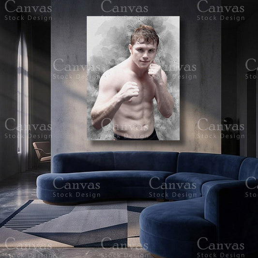 Canelo Alvarez boxing canvas artwork for luxury interiors