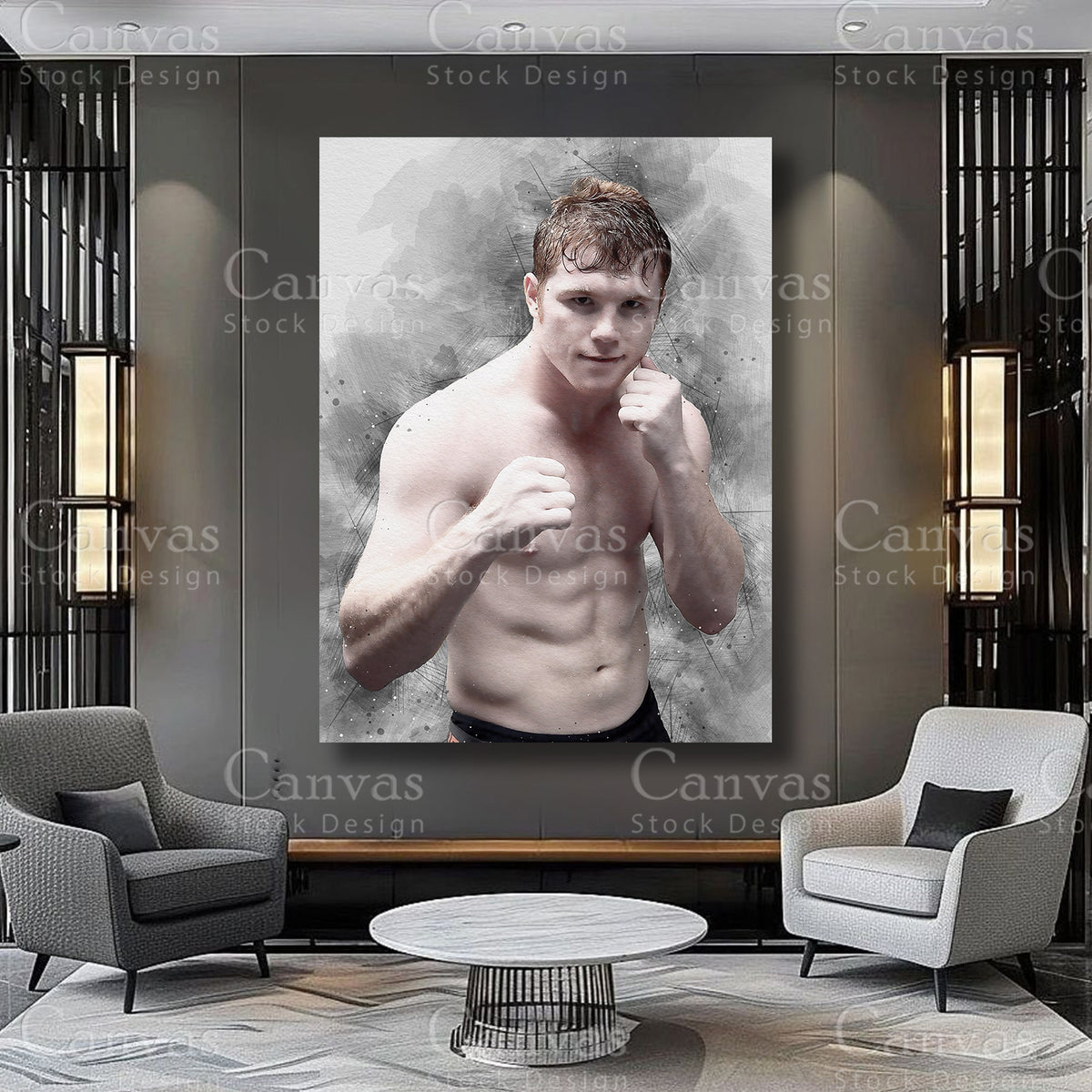 Canelo Alvarez boxing wall artwork on premium canvas