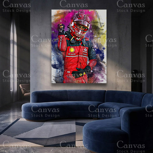 Charles Leclerc premium racing canvas artwork