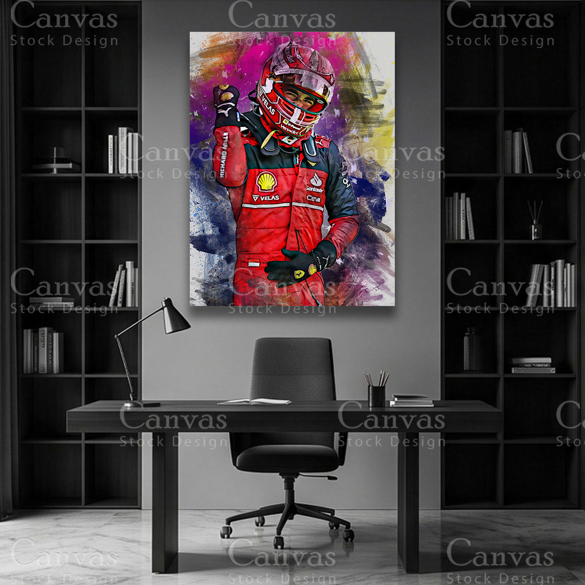 Charles Leclerc F1 wall artwork