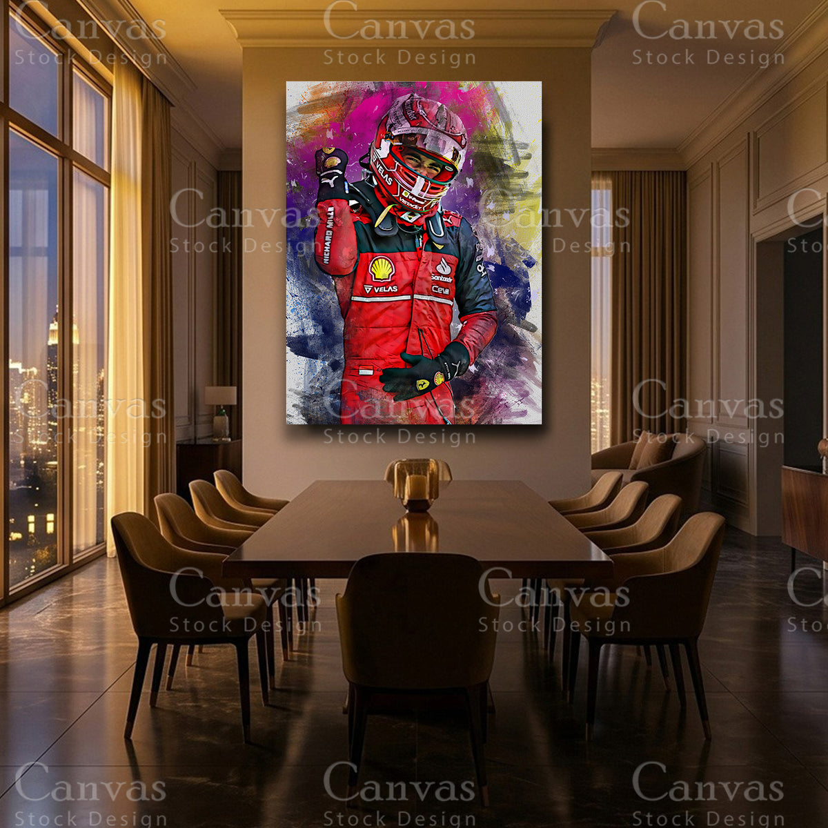 Charles Leclerc racing artwork on premium canvas