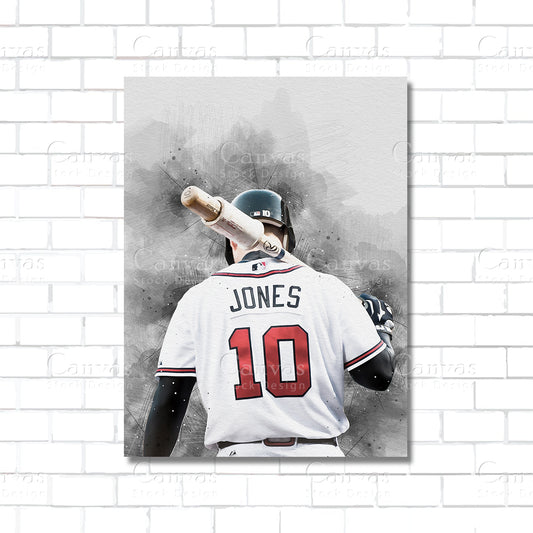 Chipper Jones Atlanta Braves baseball canvas wall art – poster print for sports room, man cave, and home decor