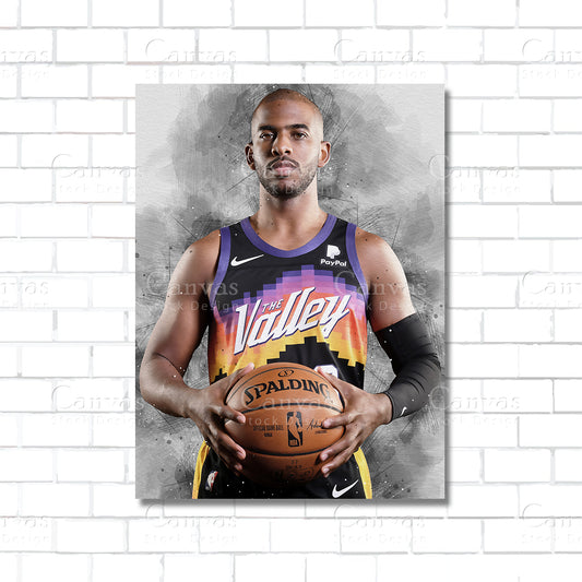 Chris Paul basketball canvas wall art poster print