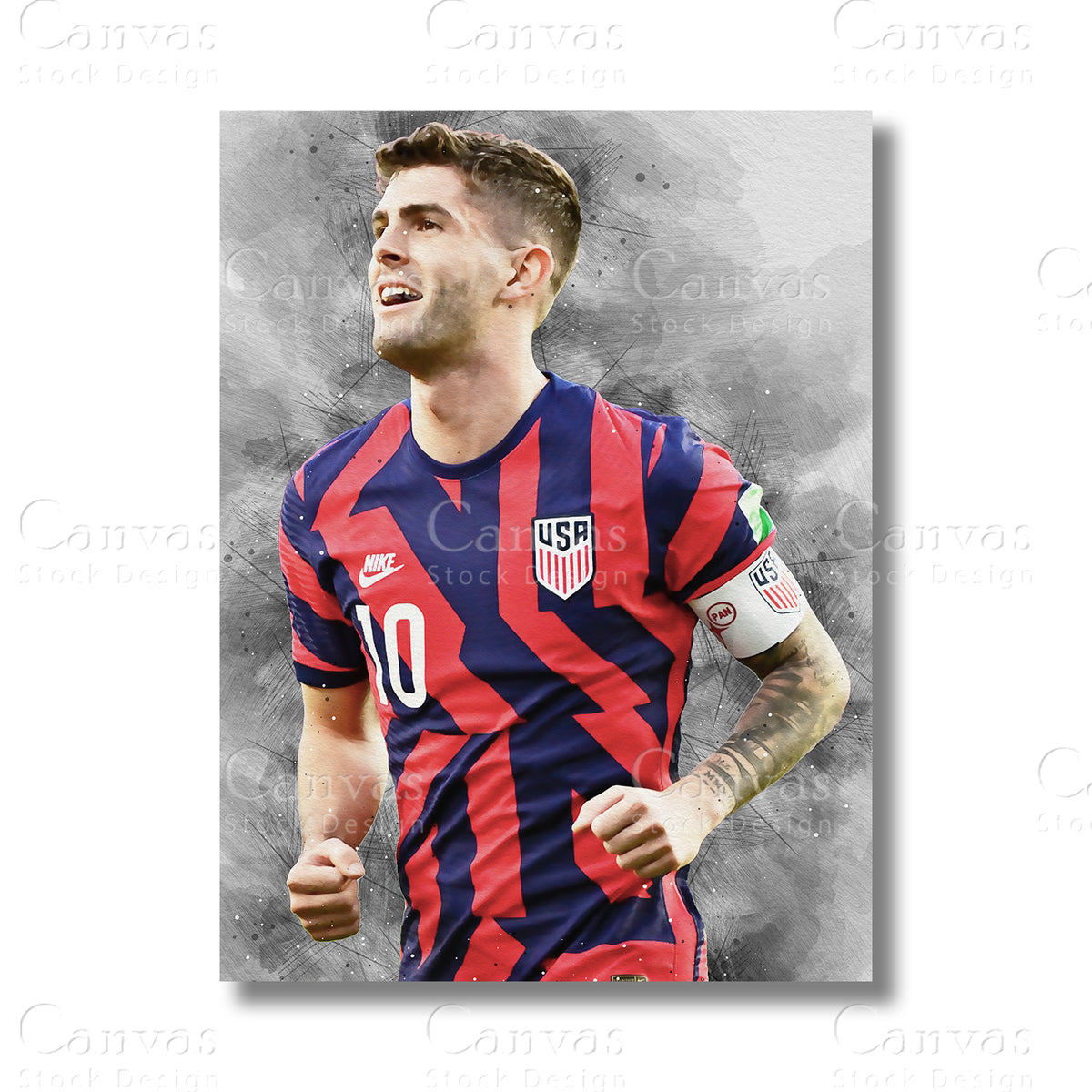 Christian Pulisic Dynamic Football Canvas Wall Art