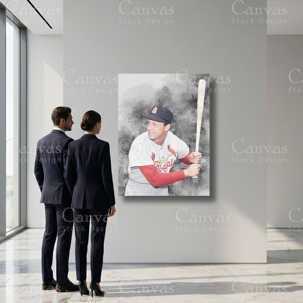 Classic baseball canvas artwork inspired by Stan Musial