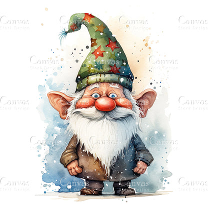 Christmas Gnome, Watercolor, Jpgs, Bundle, Junk Journal, Christmas, Christmas Clipart, Digital Download