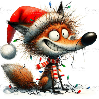 Christmas Fox, Watercolor, Jpgs, Bundle, Junk Journal, Christmas, Christmas Clipart, Digital Download