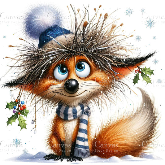 Christmas Fox, Watercolor, Jpgs, Bundle, Junk Journal, Christmas, Christmas Clipart, Digital Download