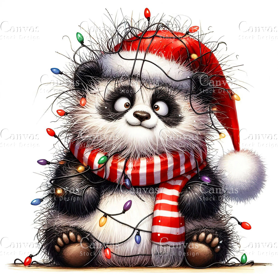 Cute Panda, Watercolor, Jpgs, Bundle, Junk Journal, Christmas, Christmas Clipart, Digital Download