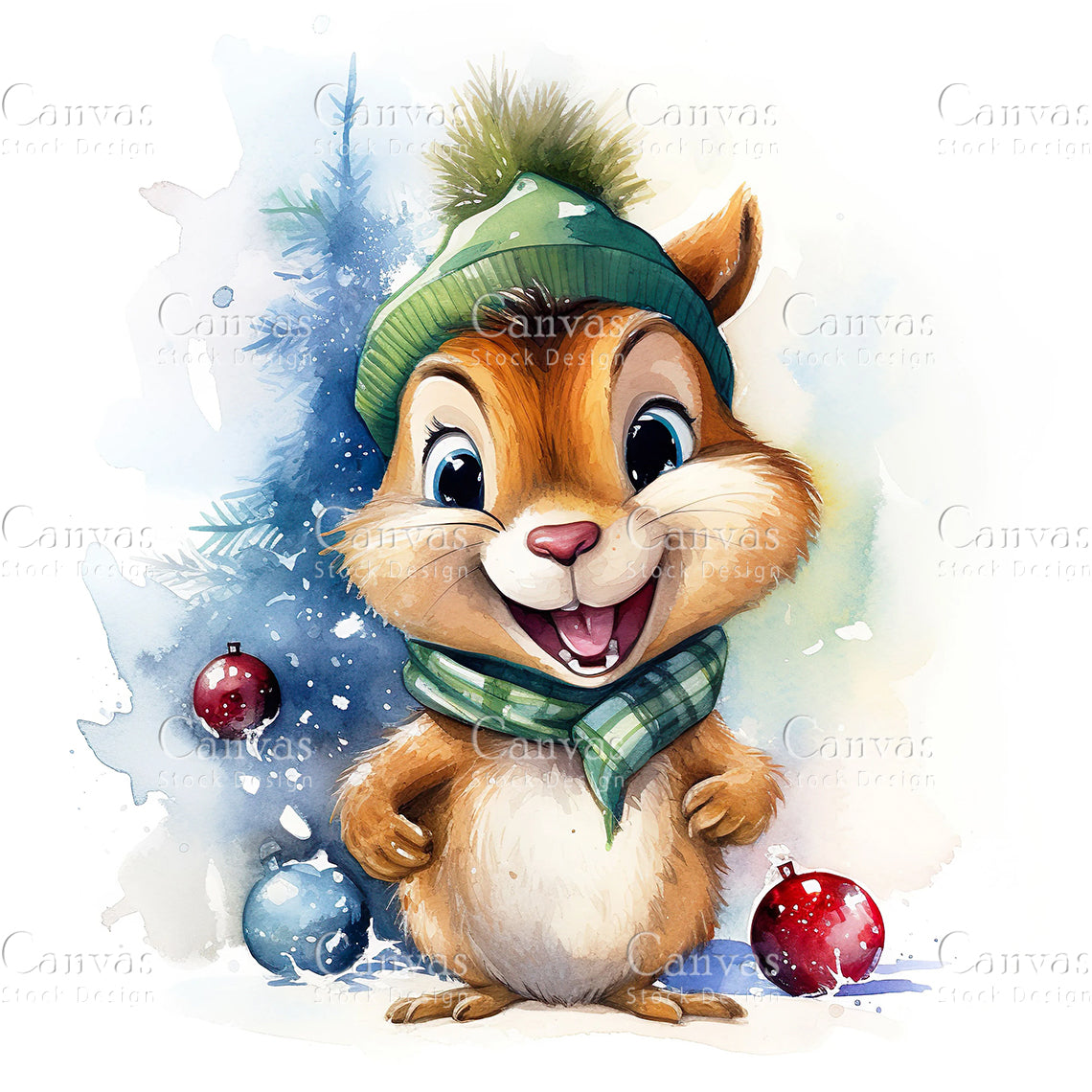 Christmas Squirrel, Watercolor, Jpgs, Bundle, Junk Journal, Christmas, Christmas Clipart, Digital Download