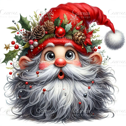 Christmas Gnome, Watercolor, Jpgs, Bundle, Junk Journal, Christmas, Christmas Clipart, Digital Download