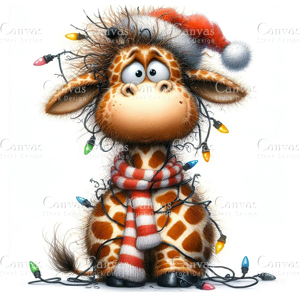 Cute Giraffe, Watercolor, Jpgs, Bundle, Junk Journal, Christmas, Christmas Clipart, Digital Download