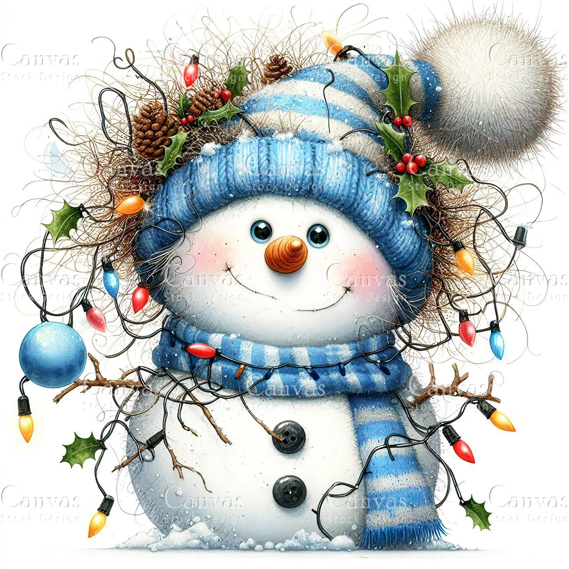 Snowman, Watercolor, Jpgs, Bundle, Junk Journal, Christmas, Christmas Clipart, Digital Download