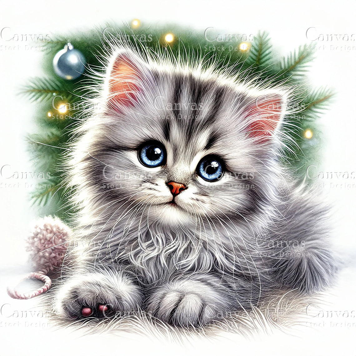 Kitten Clipart, Watercolor, Jpgs, Bundle, Junk Journal, Christmas, Christmas Clipart, Digital Download