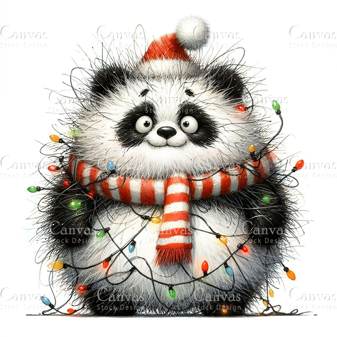 Cute Panda, Watercolor, Jpgs, Bundle, Junk Journal, Christmas, Christmas Clipart, Digital Download