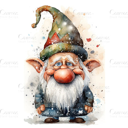 Christmas Gnome, Watercolor, Jpgs, Bundle, Junk Journal, Christmas, Christmas Clipart, Digital Download